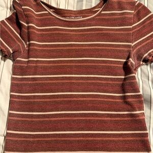American Eagle Brown and Cream Ribbed Top